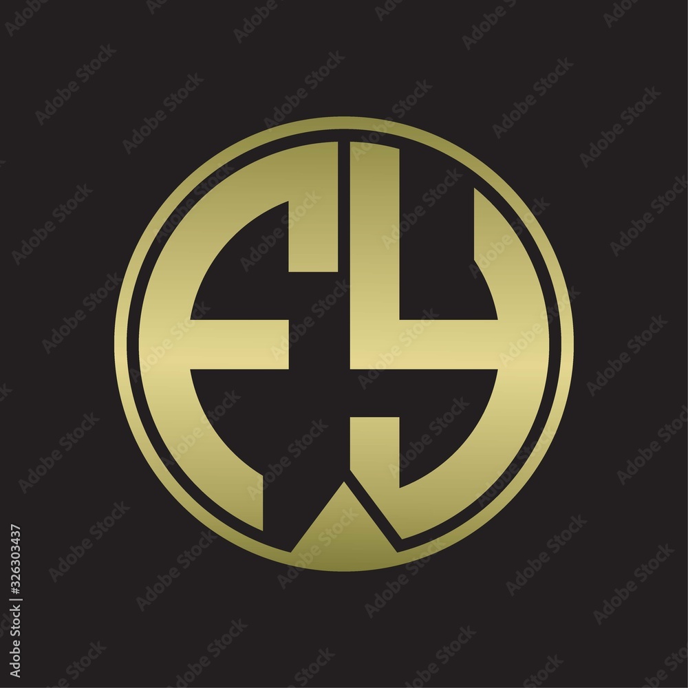 FY Logo monogram circle with piece ribbon style on gold colors FY Logo monogram circle with piece ribbon style on gold colors