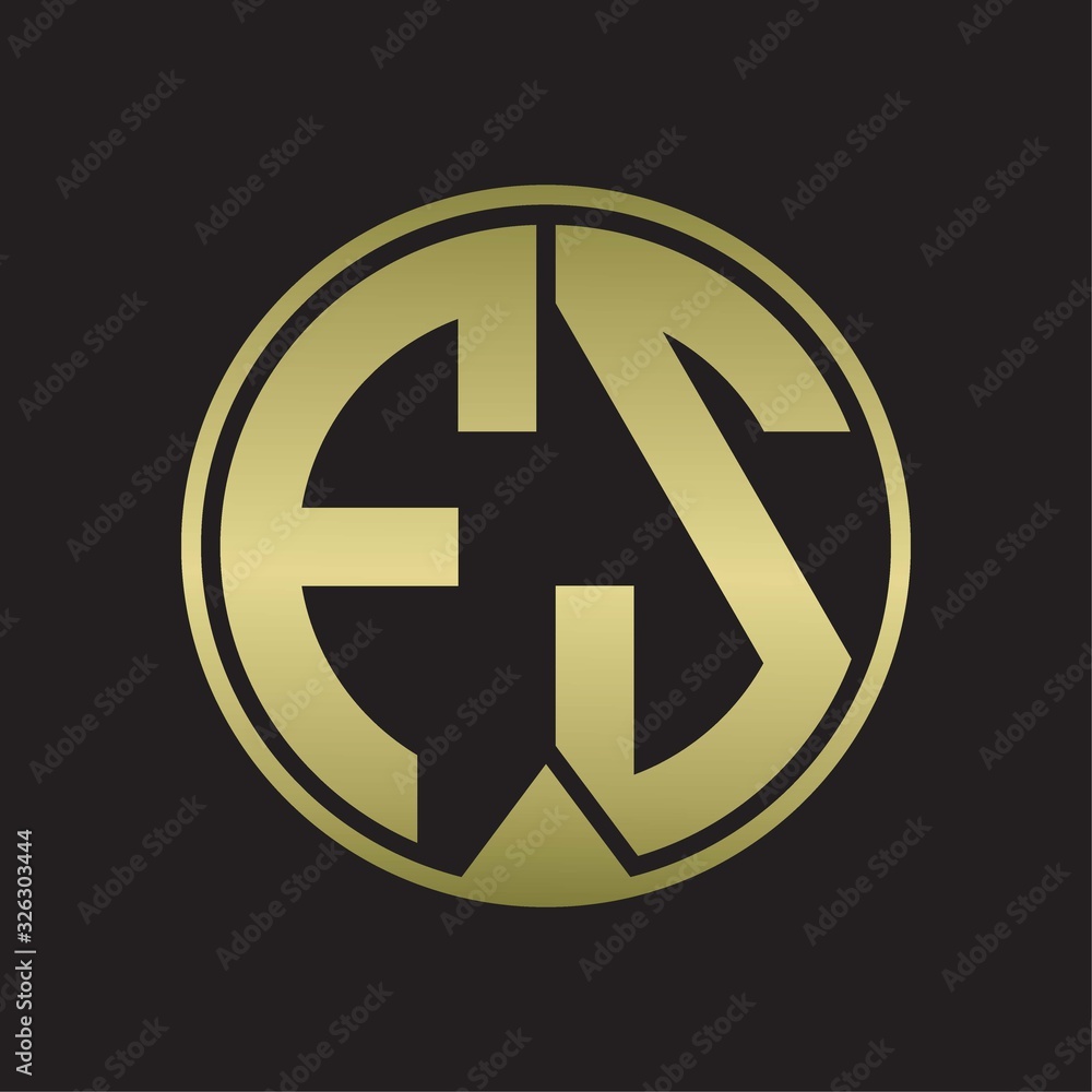 FS Logo monogram circle with piece ribbon style on gold colors FS Logo monogram circle with piece ribbon style on gold colors