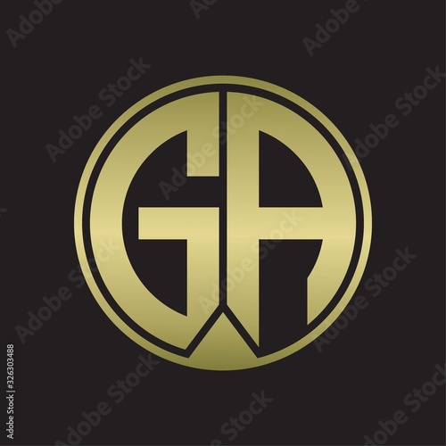 GA Logo monogram circle with piece ribbon style on gold colors
