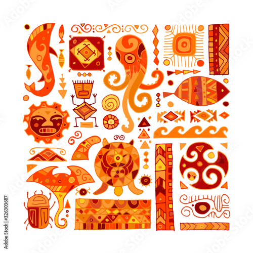 Ethnic handmade ornament for your design. Polynesian style