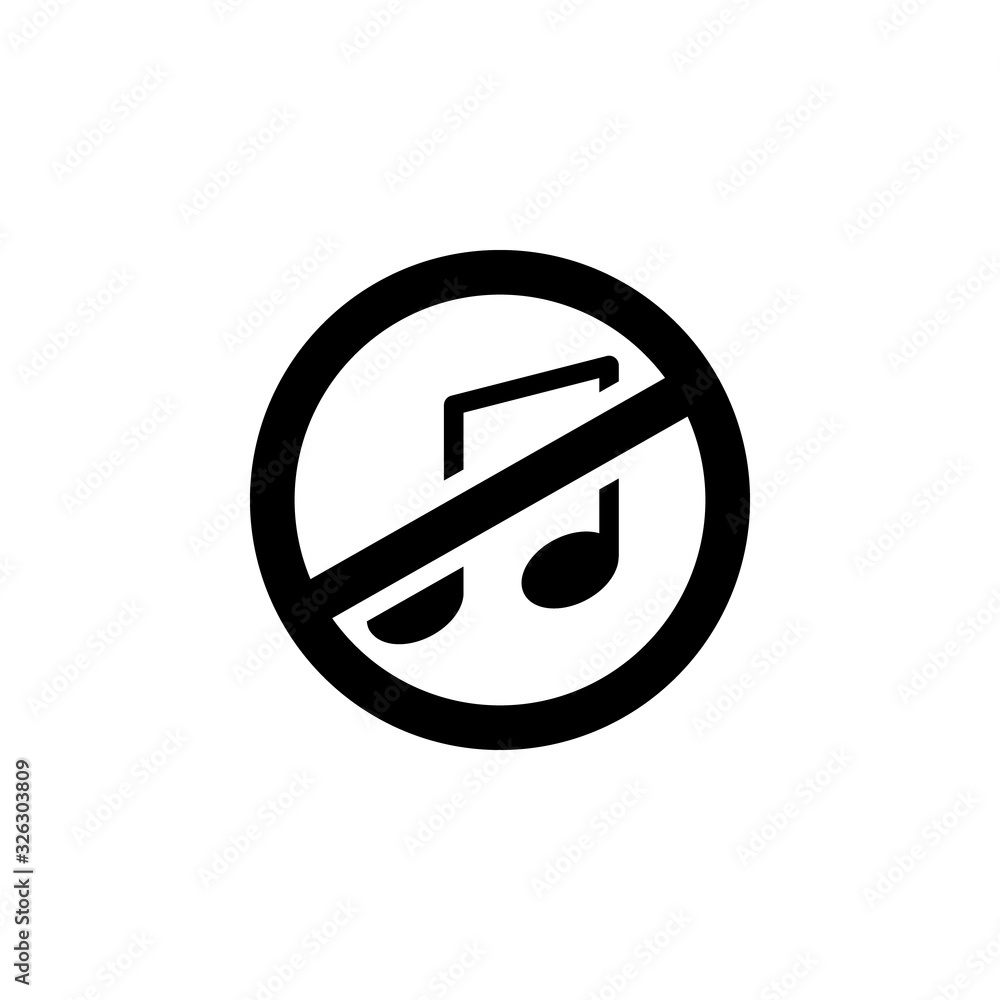 no music icon. Simple glyphvector of ban set for UI and UX, website or mobile application no music icon. Simple glyphvector of ban set for UI and UX, website or mobile application