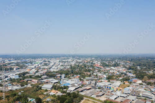 Aerial view of Mueang Sisaket District Sisaket Province  Thailand