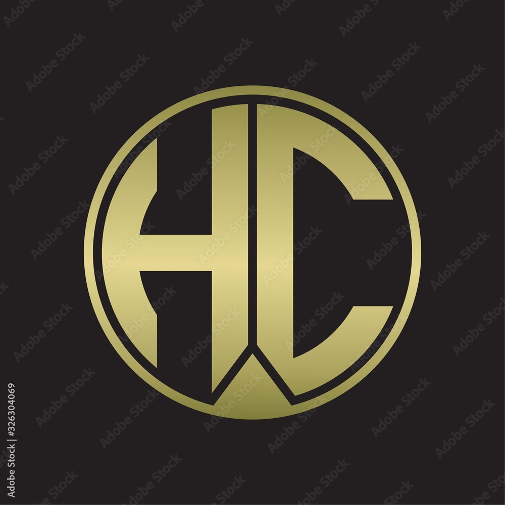 HC Logo monogram circle with piece ribbon style on gold colors HC Logo monogram circle with piece ribbon style on gold colors