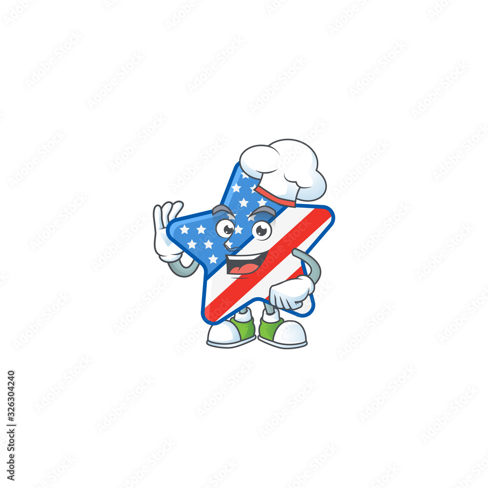 USA star cartoon character in a chef dress and white hat