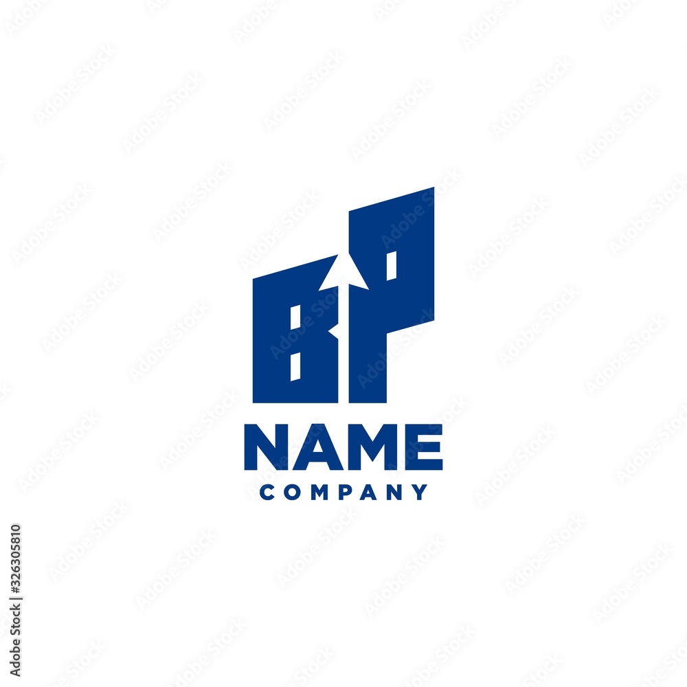 BP monogram logo with a negative space style arrow up design template BP monogram logo with a negative space style arrow up design template