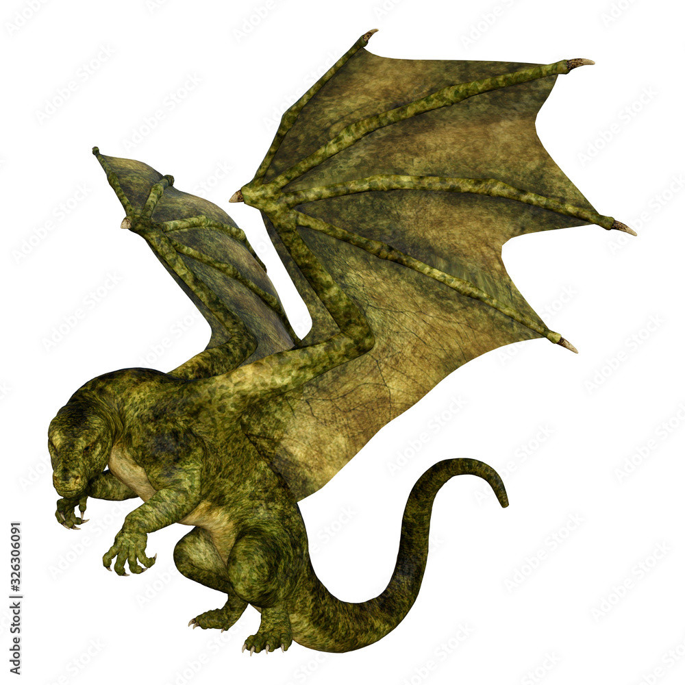 Fototapeta premium 3D Rendering Fairy Tale Dragon on White
