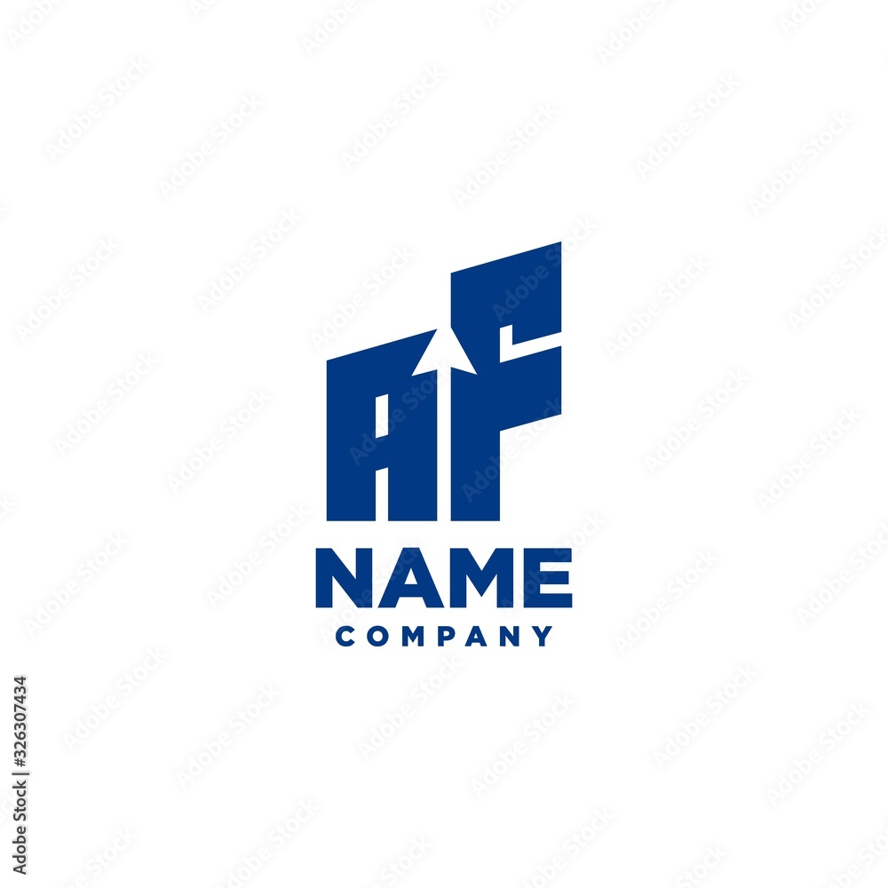 AF monogram logo with a negative space style arrow up design template AF monogram logo with a negative space style arrow up design template