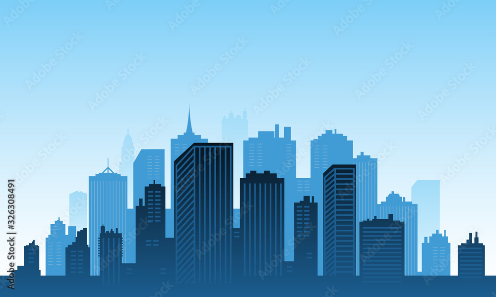 City silhouette background in the morning atmosphere