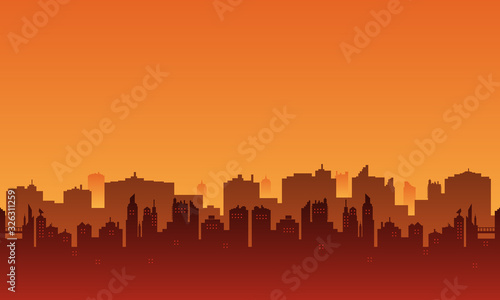 City silhouette in the afternoon atmosphere. Urban landscape