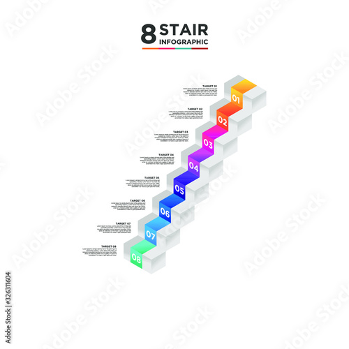 Fotografija 8 stair step timeline infographic element