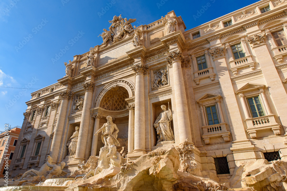 Trevi Fountain, one of the most famous fountains in the world, in Rome, Italy