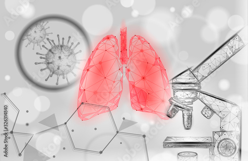 3D human lungs medicine microscopic research concept. Respiratory virus infection cancer danger analysis. Therapy of tuberculosis hospital poster template vector illustration