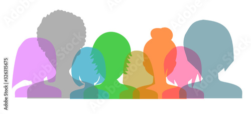 Silhouettes de visages féminins colorés