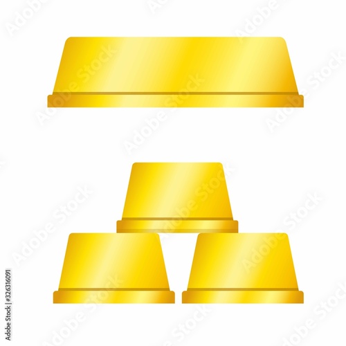 gold bar from side view, single and tree stack in realistic illustration editable vector isolated in white background