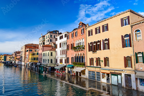 Vintage buildings along the canal in Venice, Italy
