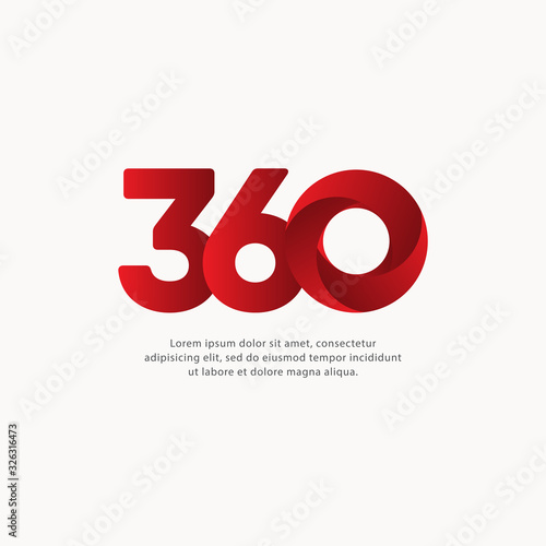 360 Number Text Vector Template Design Illustration