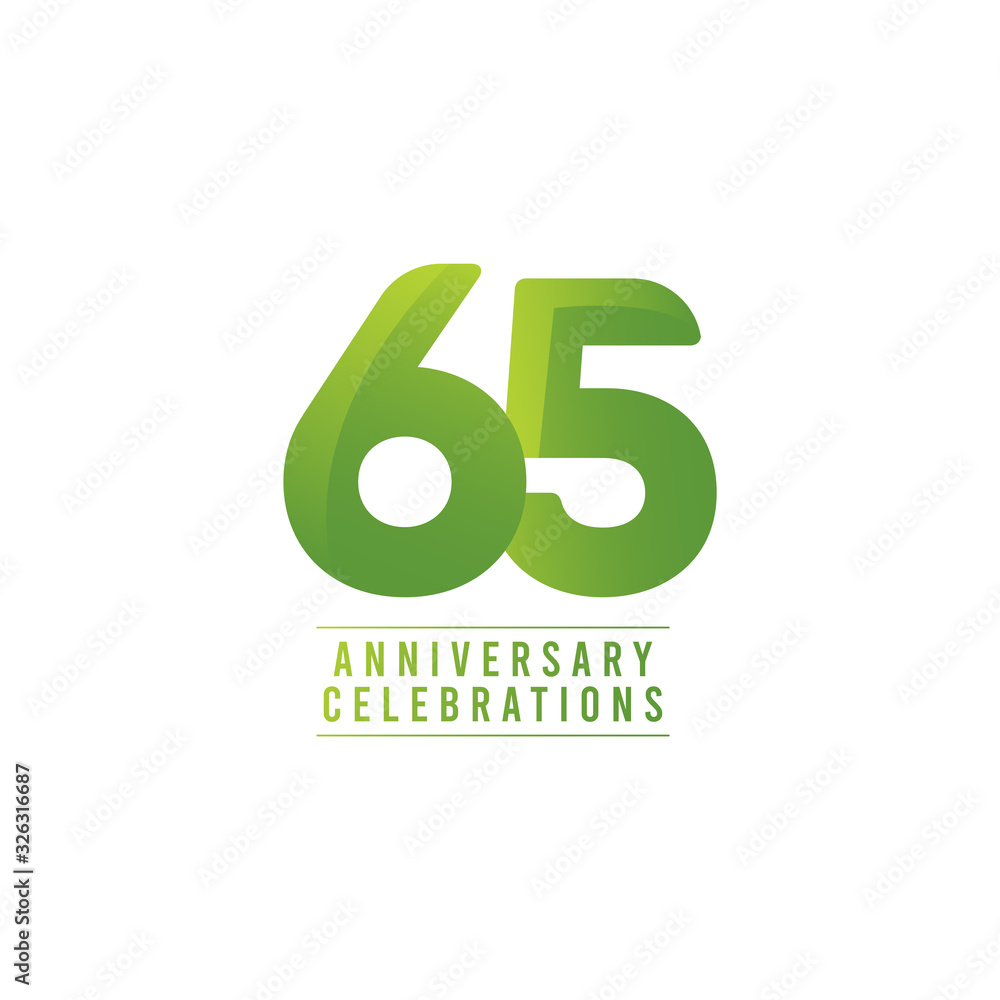 65 Years Anniversary Celebration Number Text Vector Template Design Illustration 65 Years Anniversary Celebration Number Text Vector Template Design Illustration