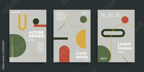 Bauhaus design covers set. Minimal geometric backgrounds. 