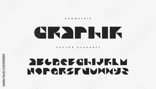 Bold geometric font design. Digital typography. Eps10 vector.