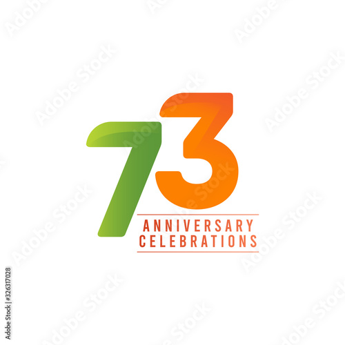 73 Years Anniversary Celebration Number Text Vector Template Design Illustration