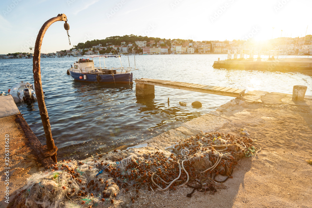 Obraz premium morning view of Marina in in Mali Losinj town, Croatia.