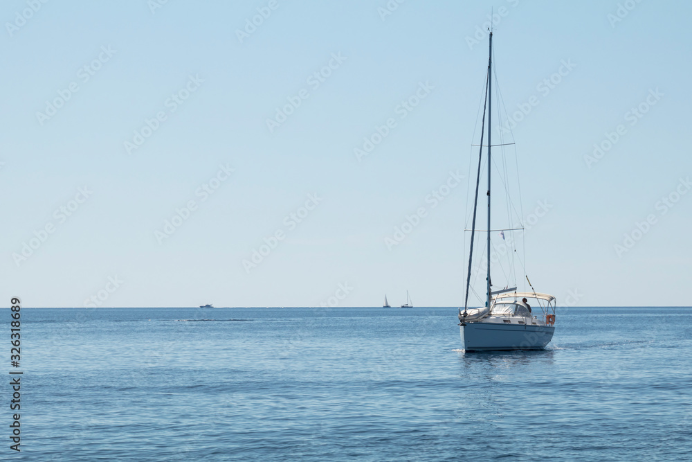 luxury  big white sailing yachts at the sea 