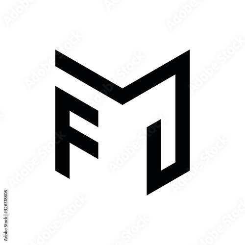 FM F M initial letter logo design icone