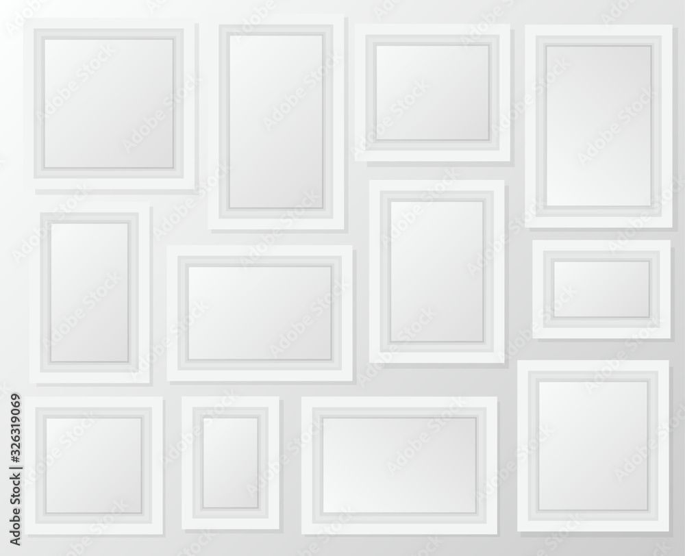 Modern realistic photo frame on white background. Template vector illustration. Template photo design.