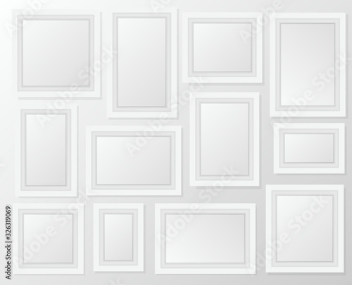 Modern realistic photo frame on white background. Template vector illustration. Template photo design.