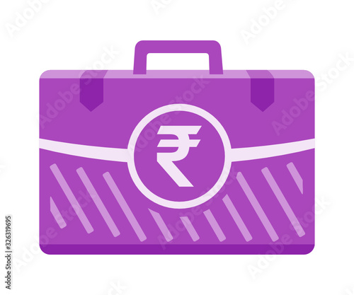 Indian Rupee Money inside case box vector icon logo illustration and design. India currency, business, payment and finance element. Can be used for web, mobile, infographic, and print.