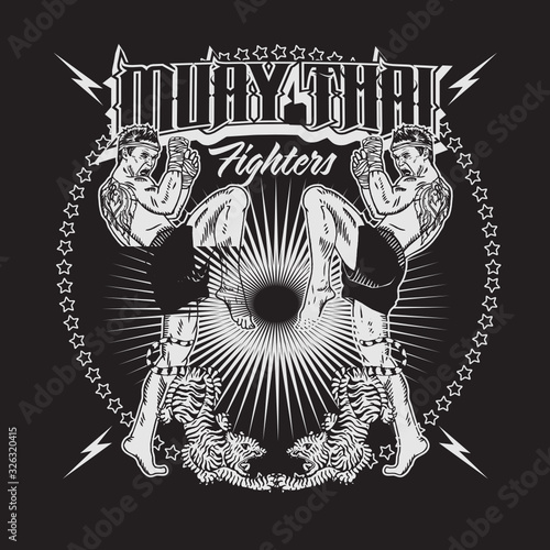 Muay Thai Fighters Emblem Badge Design