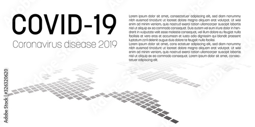 Coronavirus Disease 2019. COVID19 banner with world map background. Alert or report concept. Flat vector illustration
