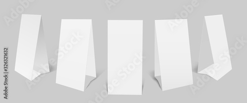 White tiangle table tent. Plastic or paper template
