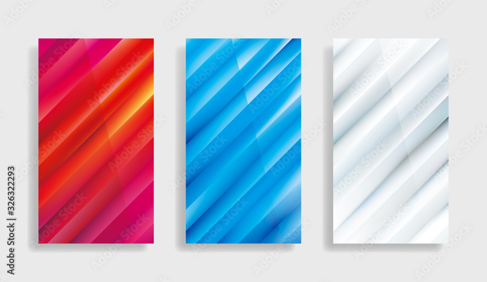 Geometric gradients abstract wallpaper background template design set.