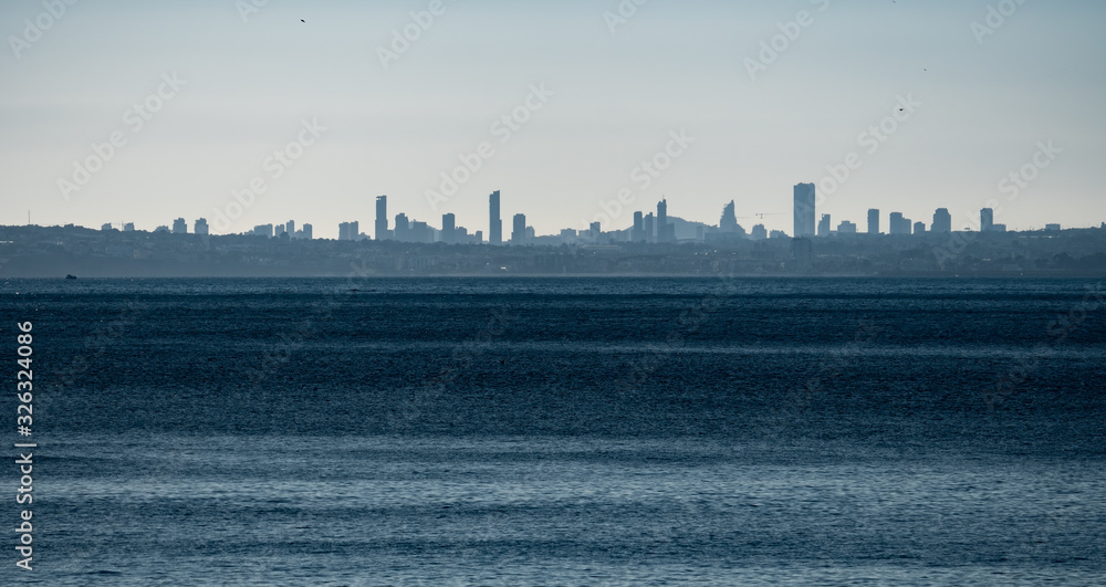 Naklejka premium City skyline of Benidorm in Alicante with clear sky