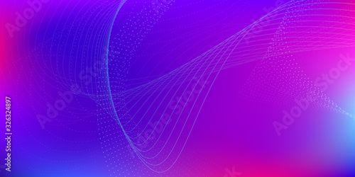 Abstract Background Electricity. Connection Technology Background. Mesh  Grid Pattern. Abstract Blue  Violet Waves on the Bright.