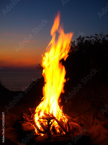 Bonfire by the sea