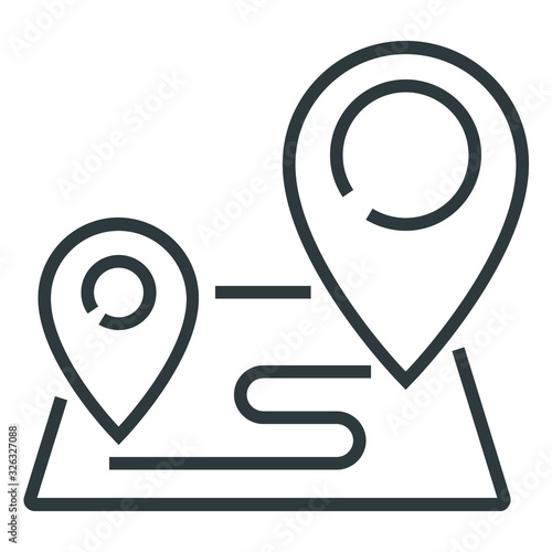 Map point black line icon on white background	