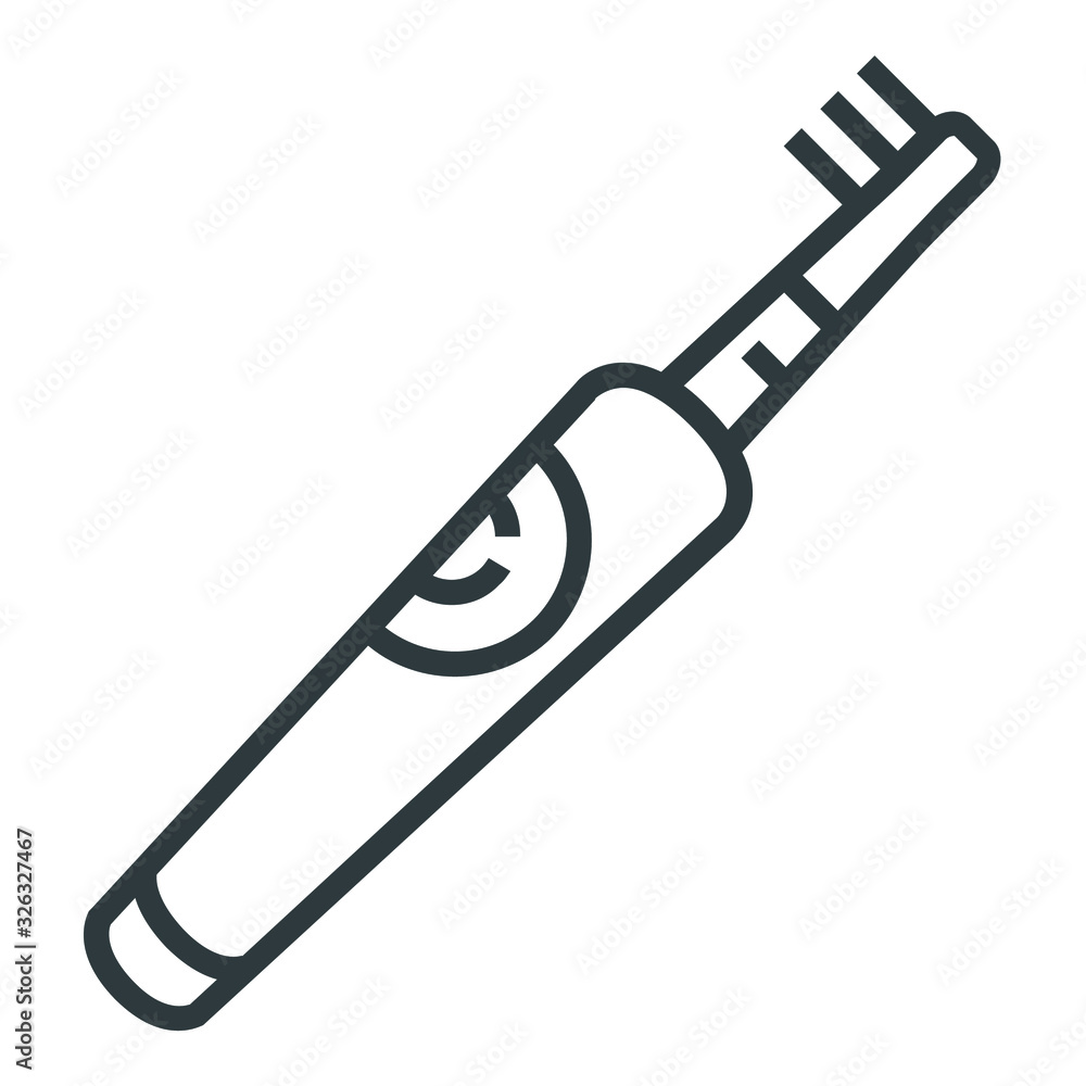 electric toothbrush black line icon on white background electric toothbrush black line icon on white background