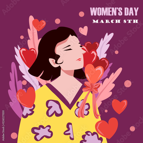 International Women s Day  Illustration of Happy Womens greeting background