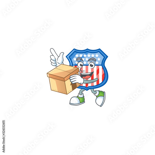 A charming shield badges USA mascot design style having a box © kongvector