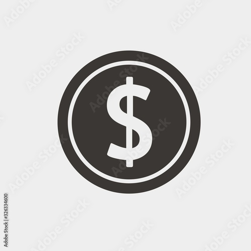 coin dollar sign icon vector illustration and symbol for website and graphic design