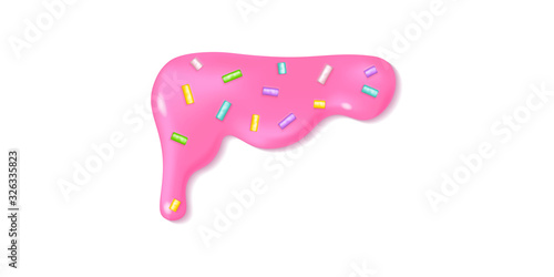 Melted pink icing drop with decorative sprinkles