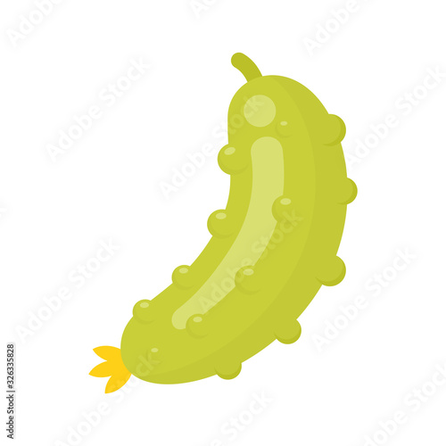 Cute cucumber veggie, isolated colorful vector icon. Bright single vegetable illustration