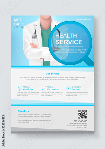Medical health care cover template design for Flyer, Brochure, Leaflets, Pamphlet, Presentation, Banner, Magazine, Poster. Vector illustration.