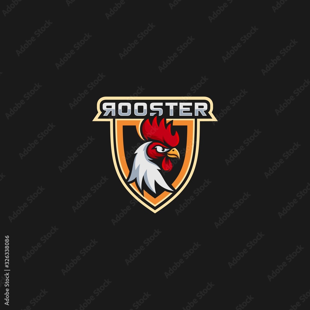 Vector Logo Illustration Rooster E Sport and Sport Style