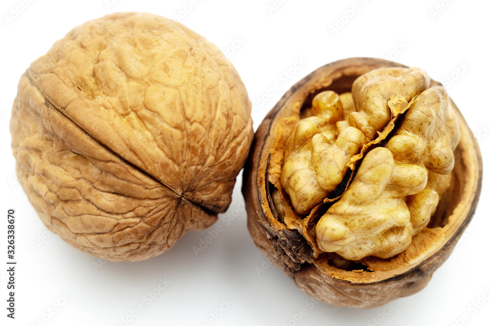 Walnut with an open peel, healthy, tasty. Walnut with an open peel, healthy, tasty.