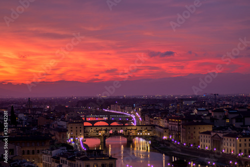 panoramic view of florence at sunset