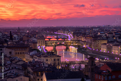 panoramic view of florence at sunset