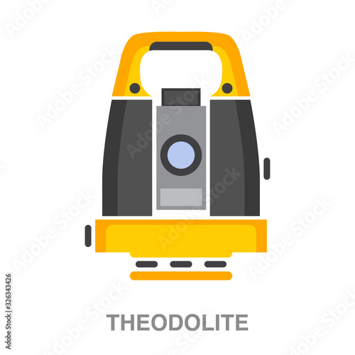 theodolite flat icon on white transparent background. You can be used black ant icon for several purposes.	